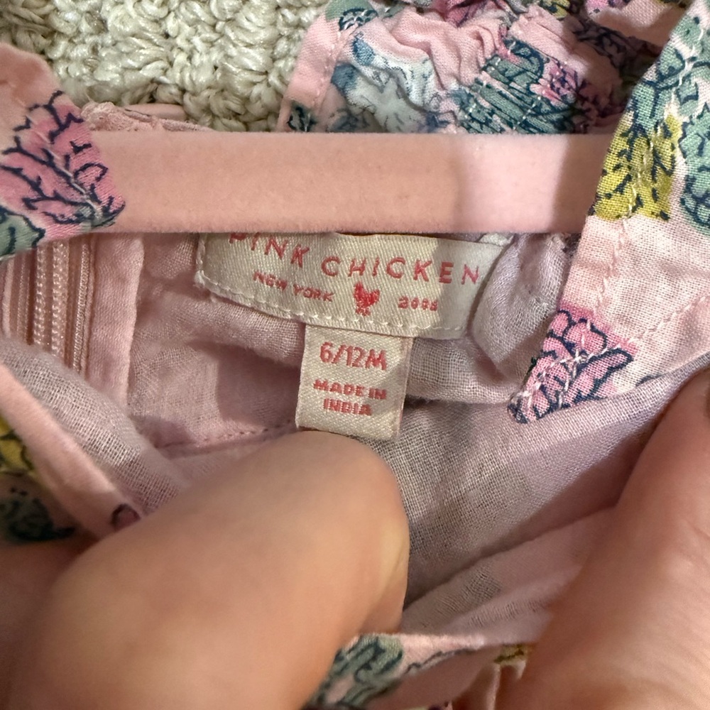 Pink chicken Floral Baby Romper & Sun Hat Set - Floral Print - Picture 2 of 2